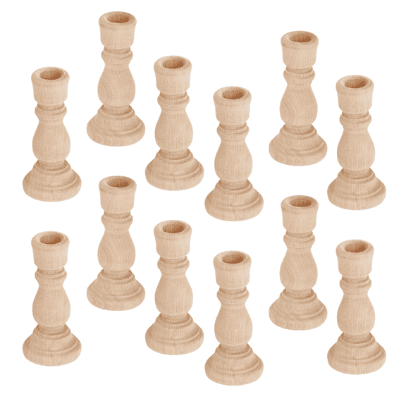 Factory Direct Craft Unfinished Wood Candlesticks, Set of 12, 3 Inch Birch Wood Candle Holders
