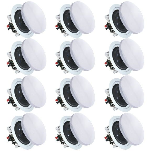 Vaiyer 6.5 Inch 200W In-Ceiling Speakers Set of 12 Flush Mount 2-Way 8 Ohm