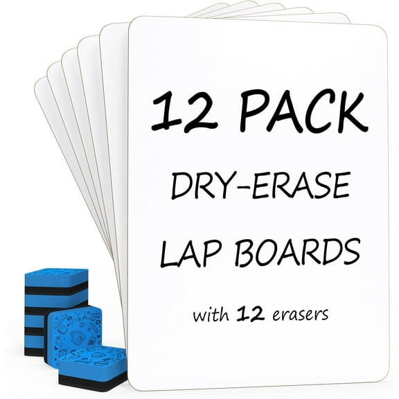 Set of 12 White Board Dry Erase Boards Classroom Pack White Boards 9"x12”