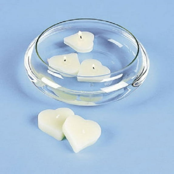 Set of 12 White Heart Shaped Floating Candles Wedding Decor