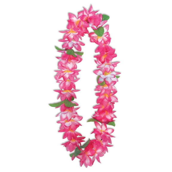 Beistle Set of 12 White with Pink Tips Big Island Floral Lei 36"