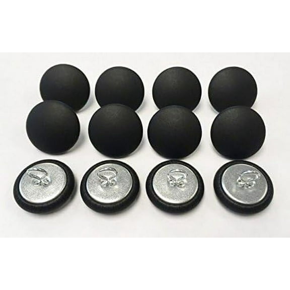 Set of 12 Wire Eye Back Upholstery Buttons Black Vinyl (#45-1 1/8" Diameter)