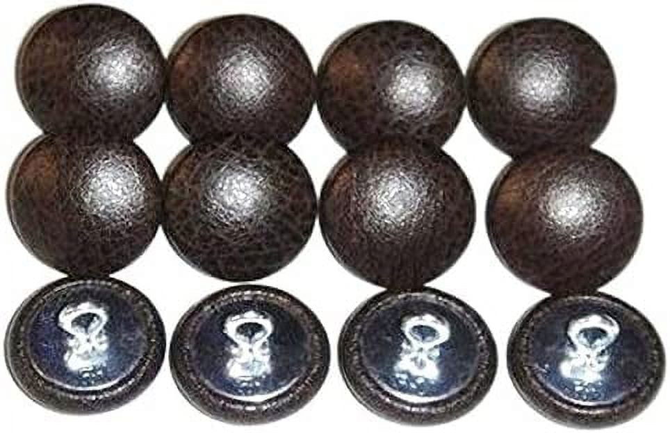 Set of 12 Wire Eye Metal Back Upholstery Buttons #30 Espresso Brown Vinyl