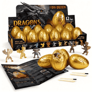 I Dig Dozen Golden Dragon Eggs Dig Kit - 12 Dragon Eggs Mystery Excavation Kit,Mythic STEM Toys & Science Kit for Kids,Ultimate Party Favors for Kids & Group Activities Birthday Gift for Boys Girls