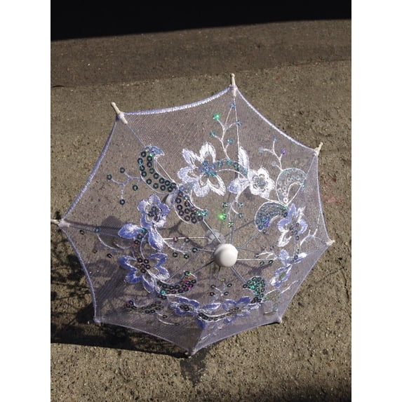 Set of 12 white Small Lace embroidered parasol umbrella for wedding party decoration/ table setting / wall deco /8'