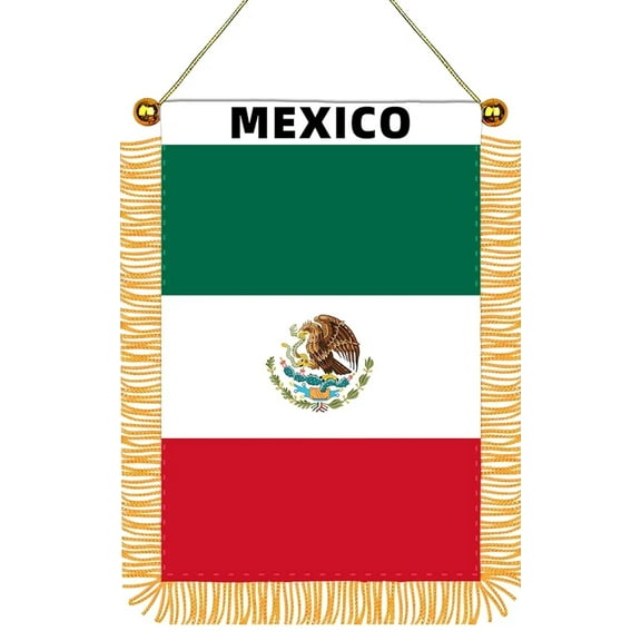 Set of 12 x Window Hanging Flag,Mini mexico Flag with Pole Tassel Suction Cup Rearview Mirror Decoration( 4x6 inches )