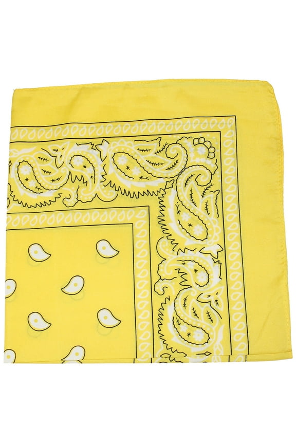 Set of 120 Mechaly Paisley Polyester Bandanas - Bulk Wholesale (Yellow)