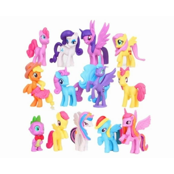 Set of 13 Pony Toys Figure for Little Pony Birthday, Party, or Gift! 2-3 inches Figures