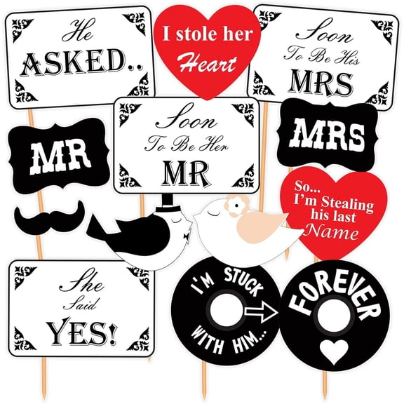 Set of 13 Pre Wedding Party Photo Booth Props