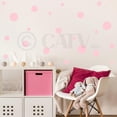 thumbnail image 1 of Set of 130 Polka Dots Wall Decal Dot Sticker Circle Self Adhesive Decals Size: .5"x6" - Color: Carnation, 1 of 5