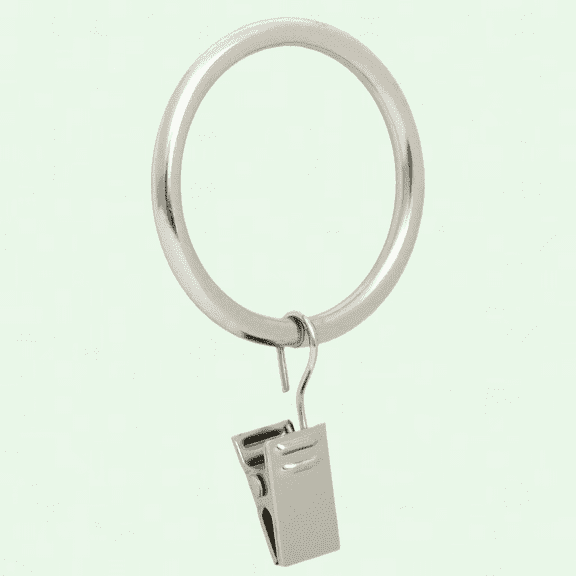 Set of 14 Cloth Curtain Clip Rings - Brushed Nickel, 1.7" Diameter