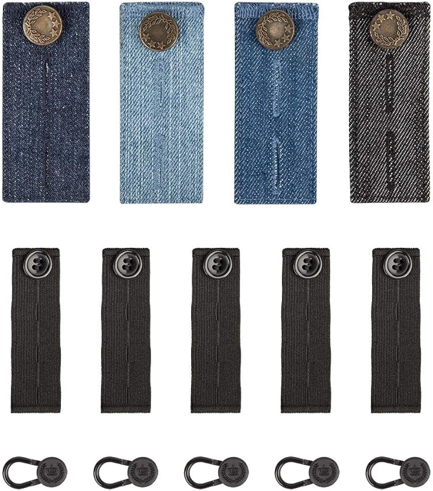 Mini Button Ext Set Set of 14, Elastic Waist Extenders, Assorted Colors Strong Adjustable ...