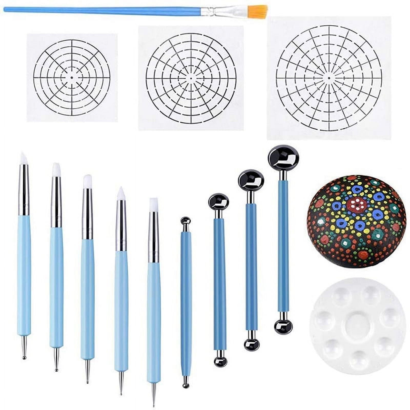 14 Mandala Dotting Stencil Tools Rock Painting Kit Dotting Tools Include Templates, Paint Tray, Mandala Tools, Random Colors