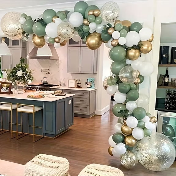 Set of 141 Sage Green Balloons for Jungle Woodland Themed Celebrations - Ideal for Birthdays, Weddings, Graduations, and Gender Reveals