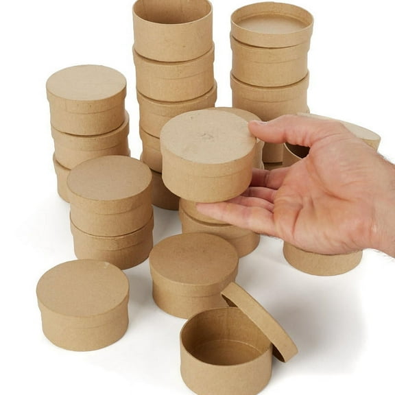 Set of 144 Factory Direct Craft Small Round Paper Mache Boxes