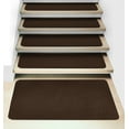 thumbnail image 1 of Set of 15 Attachable Carpet Stair Treads and Matching Landing Rug - Chocolate Brown, 1 of 5