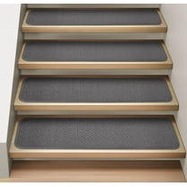 Set of 15 Attachable Indoor Carpet Stair Treads - Gray - 8 In. X 27 In. - Several Other Sizes to Choose From