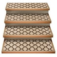 thumbnail image 1 of Set of 15 Attachable Indoor Carpet Stair Treads - Moroccan Trellis Lattice - Vanilla Cream & Coffee Brown - 9 Inches X 36 Inches, 1 of 6