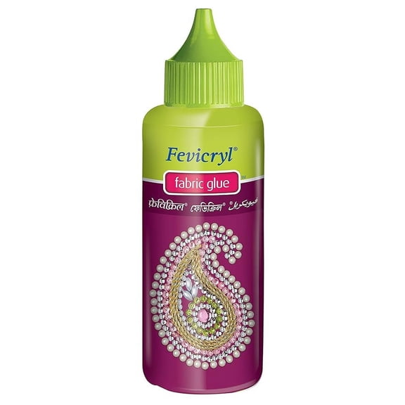 Set of 15 Fabric glue fevicryl 80 Grams Each bottle No Stitch Glue - Mirror Pieces, Patchwork, Stones, Laces, Sequins and etc