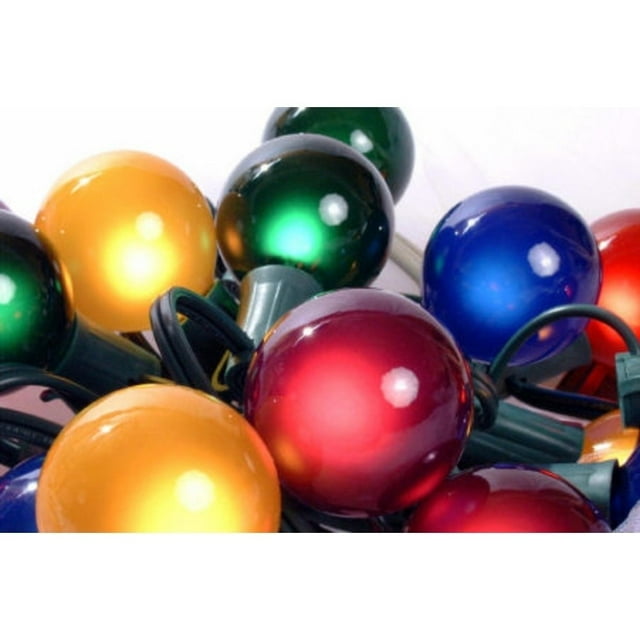 Set of 15 Multi Satin G50 Globe Christmas Lights Green Wire
