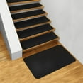 thumbnail image 1 of Set of 15 Skid-Resistant Carpet Stair Treads and Matching Landing Rug - Black, 1 of 5