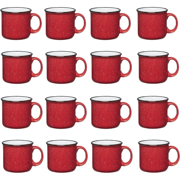 Set of 16 Ceramic Campfire Mugs 15 Oz Red