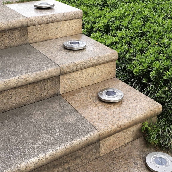 Set of 16 In-Ground Lights 8LED Solar Disk Buried Lamp for Garden Lighting Decor