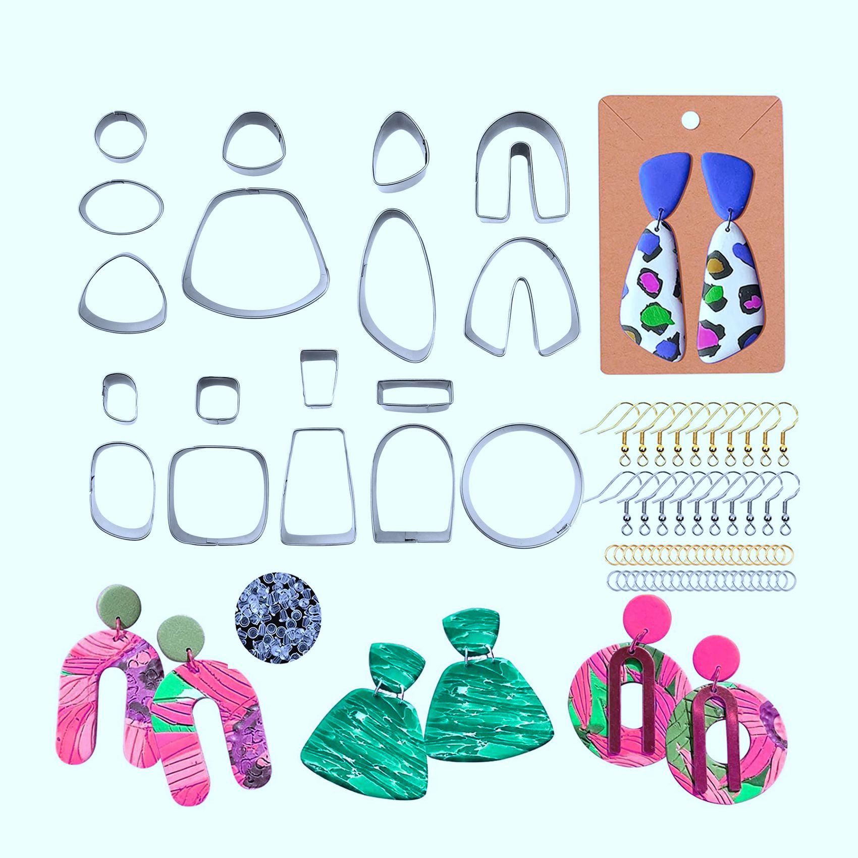 BABORUI 118Pcs Polymer Clay Cutters kit Set of 18 Clay Cutters Tools for Polymer  Clay Jewelry Plastic Clay Earring Cutters with Earring Cards Earring Hooks  for Polymer Clay Jewelry Making Classic theme