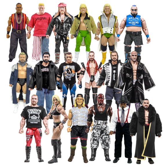 Set of 18 Loose Rising Stars & Legends of Wrestling Action Figures