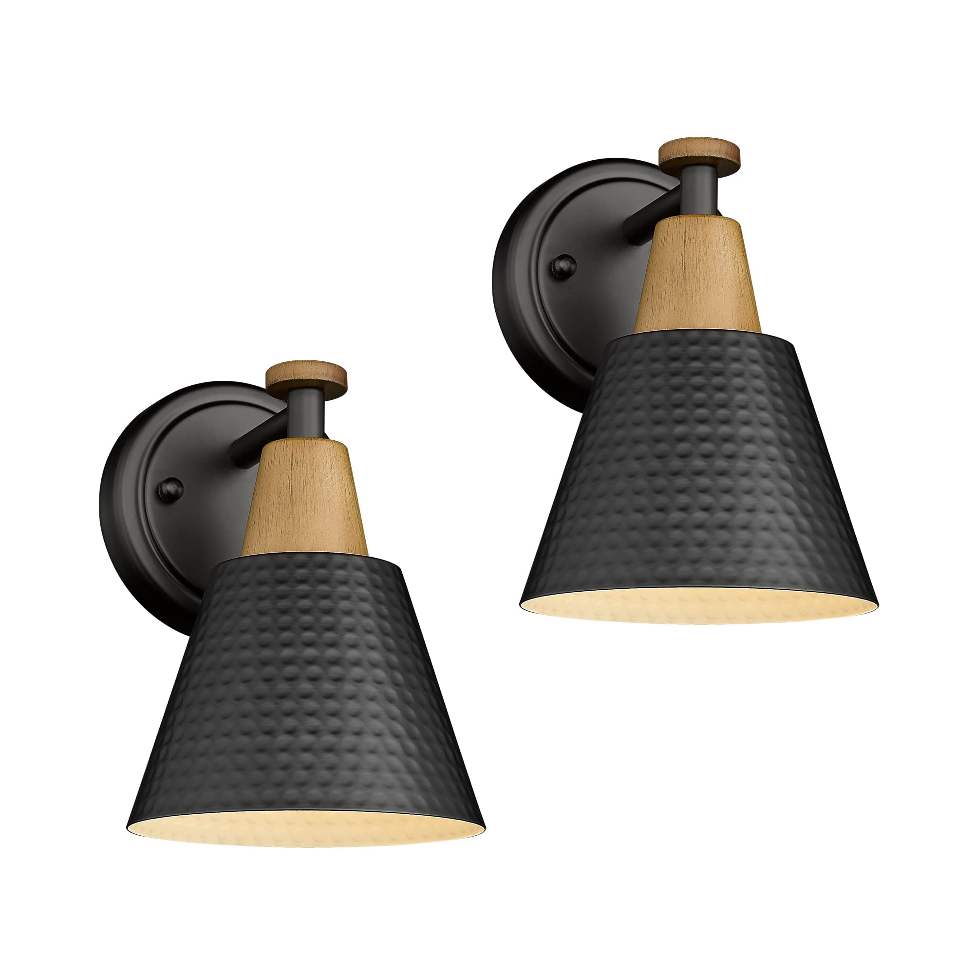 Set of 2, 1-Light Wall Sconces Matte Black Bathroom Light Fixtures ...