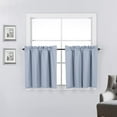 thumbnail image 1 of Set of 2 100% Blackout Insulated Rod Pocket Kitchen Curtain Tiers for Small Windows 27" W x 24" L, Light Blue, 1 of 5