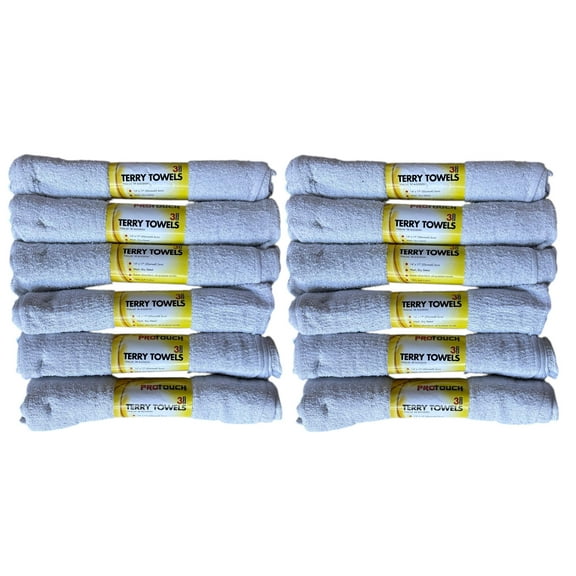Cotton Terry Bar Towels, White, Super Absorbent  Machine Washable, 36 Packs - 4 Lbs Bag.