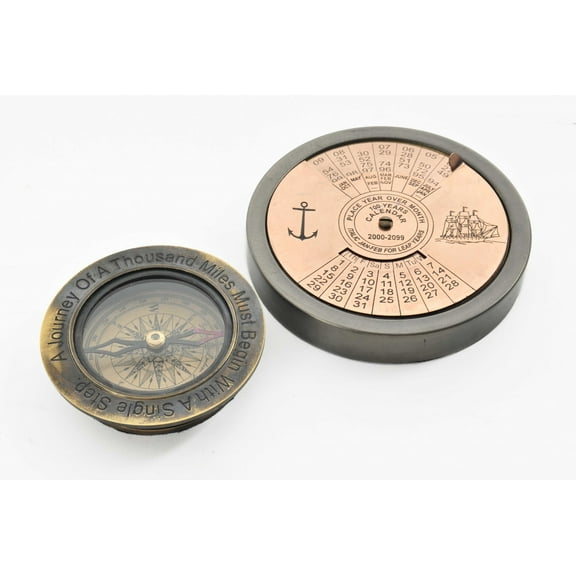 Set of 2 100 Year Calendar and Compass Quote