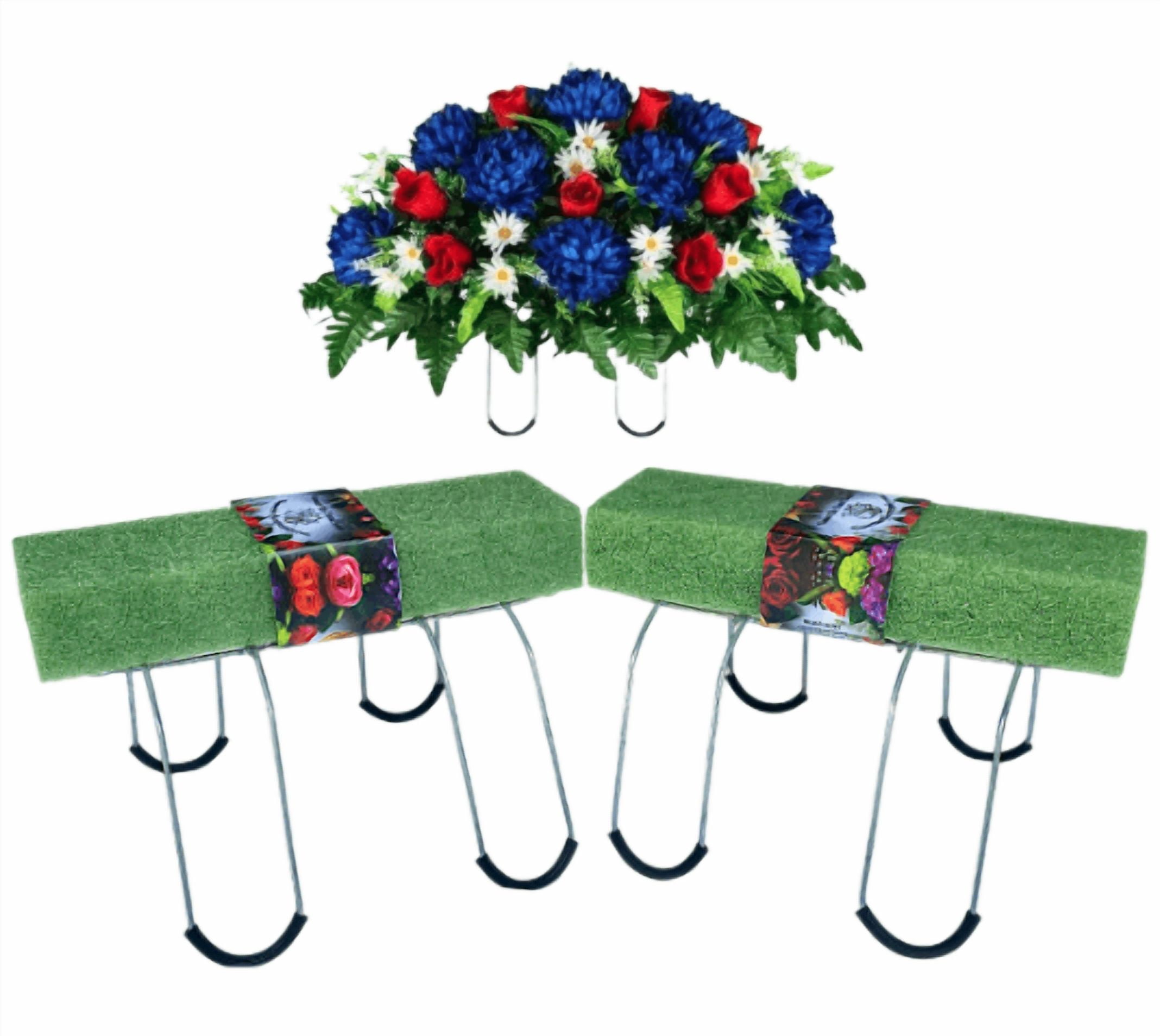 Set of 2 -12 Inch Wire Rustproof Galvanized Gravestone Saddle Cemetery ...