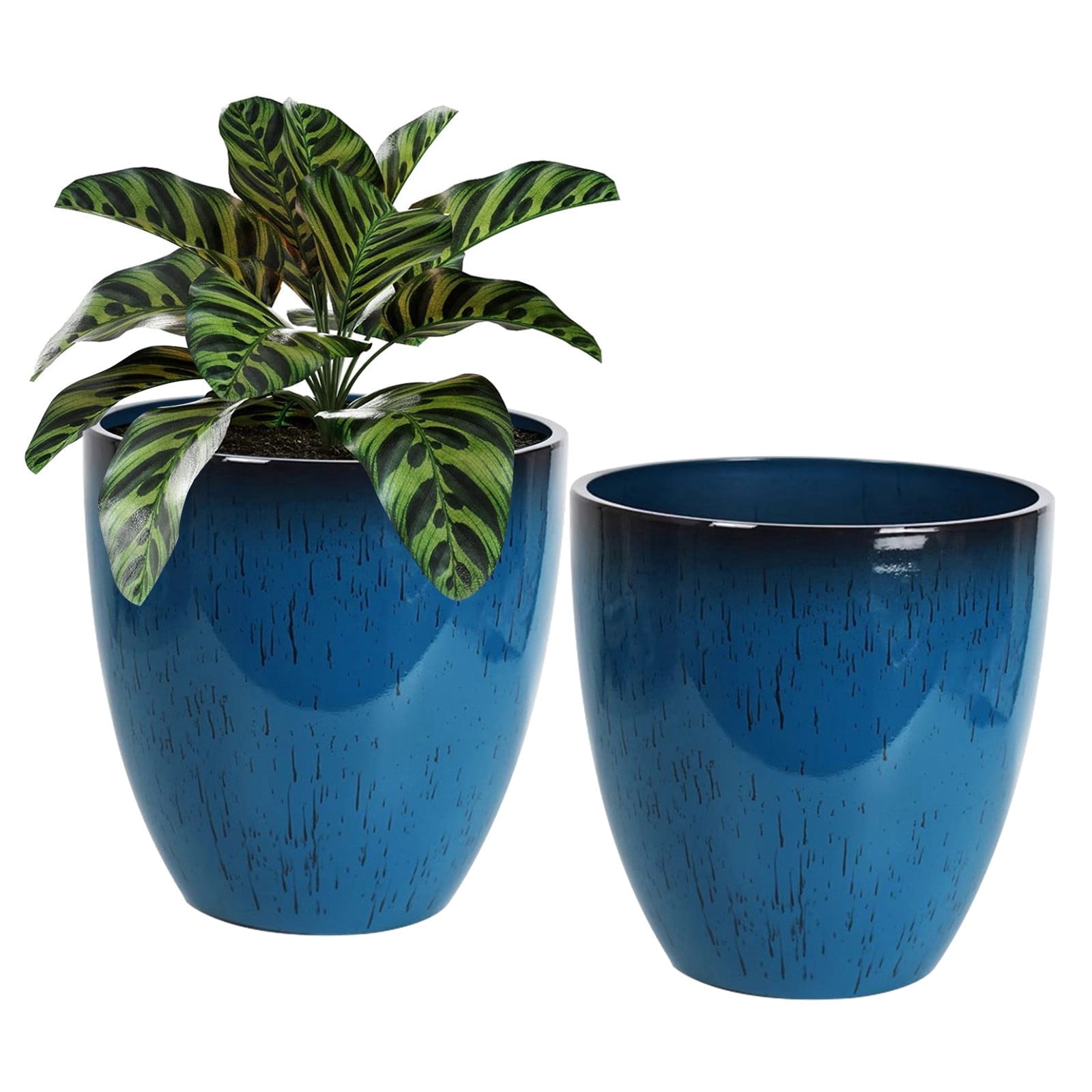 Set of 2 12 inch Tall Planters with Drainage Hole for Outdoor & Indoor