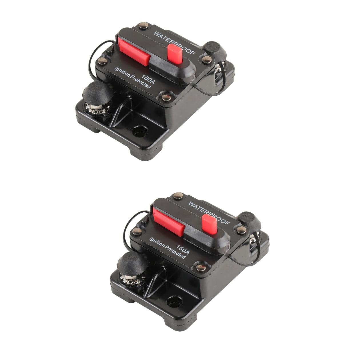 Set of 2 150A Circuit Breaker High Amp Manual Reset Switchable Black