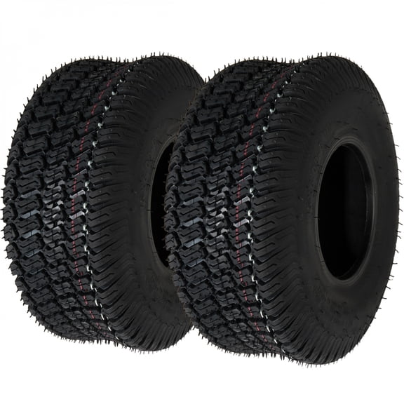 Set of 2 15x6.00-6 Lawn Mower Tires, 4-Ply Tubeless Turf Tread, 570 lbs Load Capacity, Replacement Tire Only for 4.5" Rim Riding Mowers