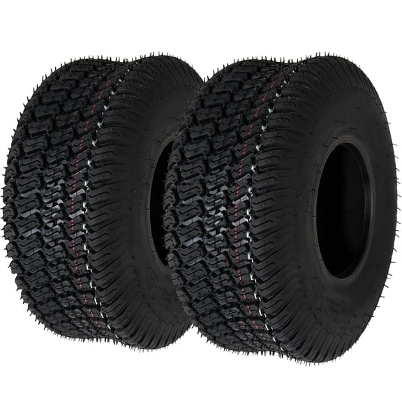 Set of 2 15x6.00-6 Lawn Mower Tires, 4-Ply Tubeless Turf Tread Replacement, Tire Only No Rim, Fits 4.5" Rim for Riding Lawn Mowers, 570 lbs Capacity