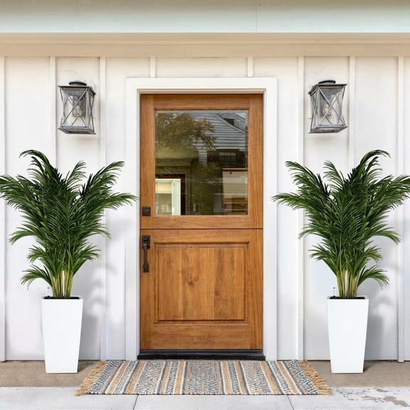 Set of 2 16" Self-Watering Tall Modern Rectangular Planters with Drainage Holes