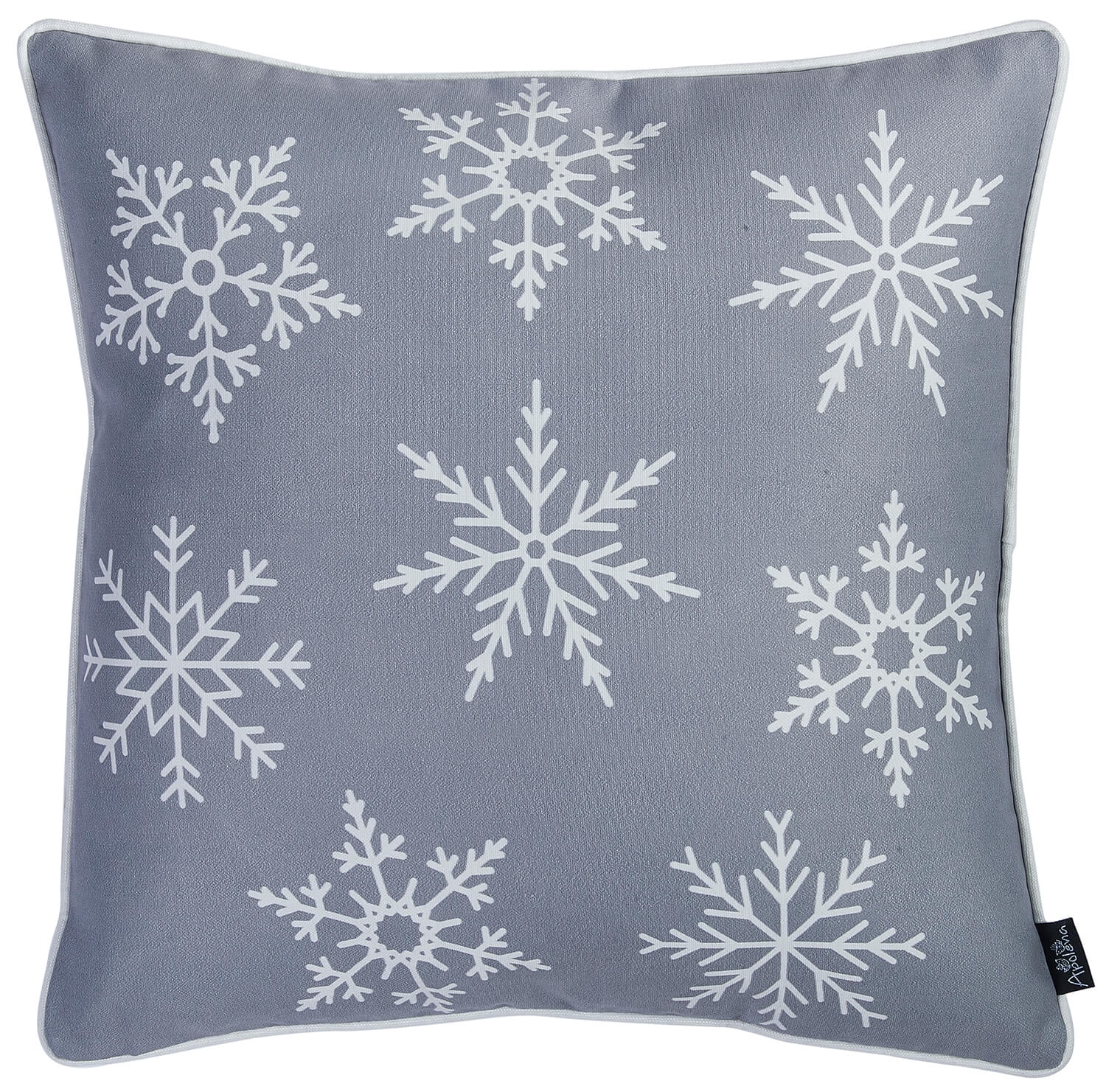 Gray and White Snowflake Polyester Euro Pillow Covers, Set of 2