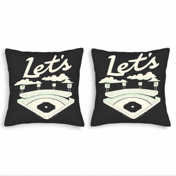 Set of 2 18x18in Throw Pillow Covers - Baseball Stadium Design Minimalist Green & White Perfect for Couch Bed or Car