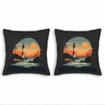 thumbnail image 1 of Set of 2 18x18in Throw Pillow Covers - Coastal Sunset Design with Lighthouse & Waves Perfect for Couch Bed or Car, 1 of 8