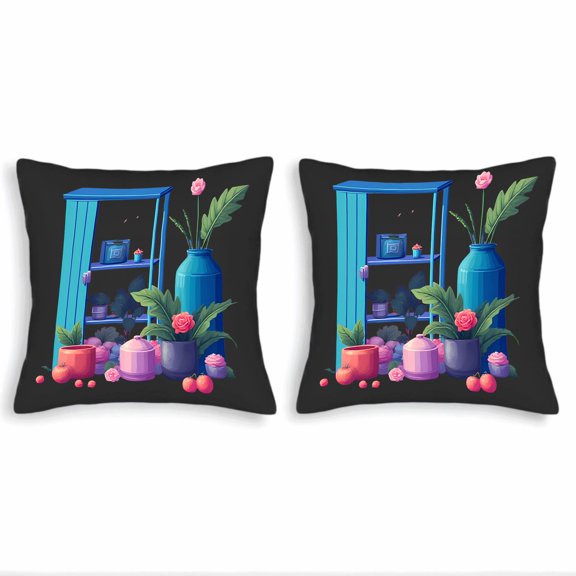 Set of 2 18x18in Throw Pillow Covers - Cozy Floral Pattern with Vibrant Colors Perfect for Couch Bed or Car Decor