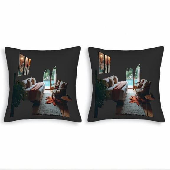 Set of 2 18x18in Throw Pillow Covers - Cozy Square Cushion Cases with Vibrant Leaf Pattern Design for Couch Bed or Car