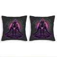 thumbnail image 1 of Set of 2 18x18in Throw Pillow Covers - Design with Intricate Patterns for Couch Bed Car - Mystical Purple & Pink with Radiant, 1 of 8