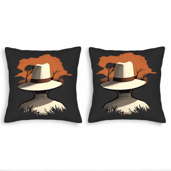 Set of 2 18x18in Throw Pillow Covers - Elegant Nature-Inspired Design with Warm Sunset Hues Perfect for Couch Bed or Car Decor