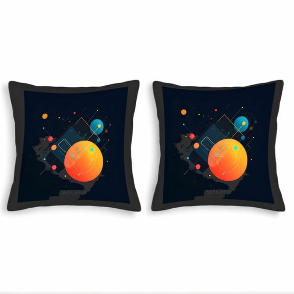 Set of 2 18x18in Throw Pillow Covers - Modern Abstract Geometric Design with Vibrant Colors & Map Outline for Couch Bed Car