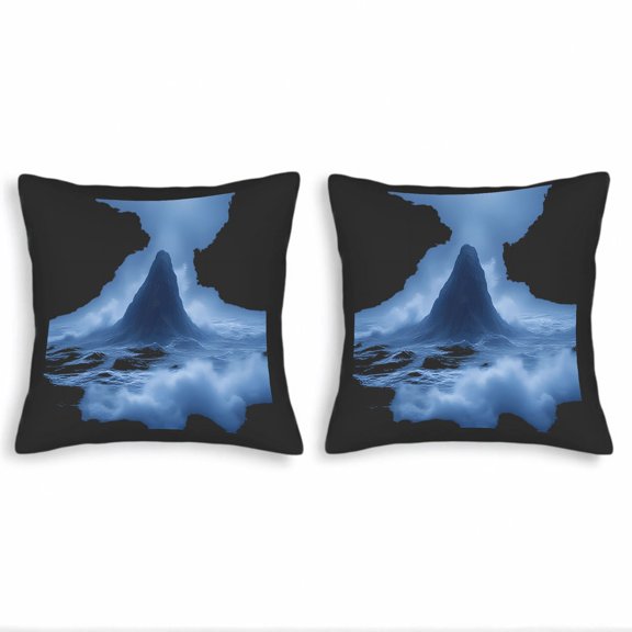Set of 2 18x18in Throw Pillow Covers - Monochromatic Mountain Landscape Design Perfect for Couch Bed or Car Decor