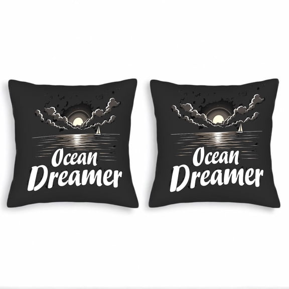 Set of 2 18x18in Throw Pillow Covers - Ocean Dreamer Design with Serene Scene Perfect for Couch Bed or Car