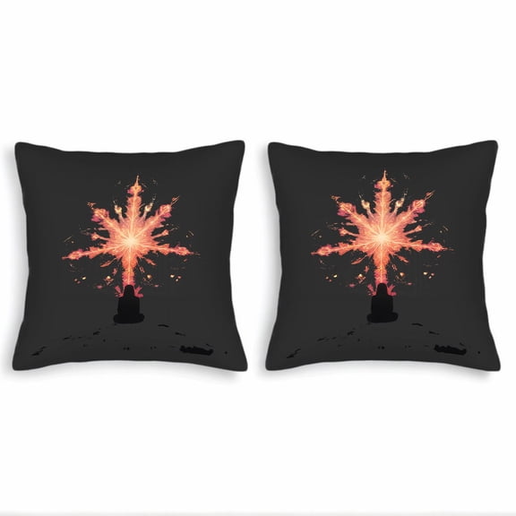 Set of 2 18x18in Throw Pillow Covers - Radiant Star Design on Dark Background Perfect for Couch Bed or Car Decor